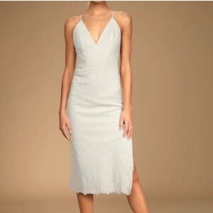 Lulu's Stunning Entrance White Lace Midi Dress